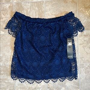 **Last chance** NWT a.n.a Blue Off-Shoulder Lace Blouse